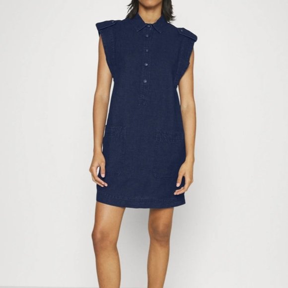 BR Navy Linen Mariner Shift Minidress - Picture 2 of 7